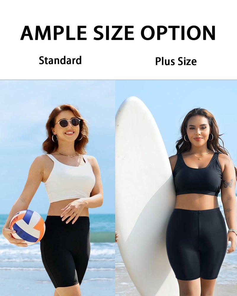 Holipick Black 7" Swim Shorts Women High Waisted Bathing Suit Shorts Swimsuit Boy Short Long Swimwear Bottom XL - Image 4