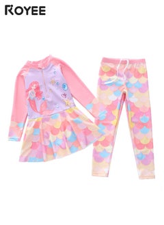 Royee New mermaid swimsuit, long sleeved pants with skirt, conservative girls' swimsuit,swimming suit for girls  - Image 1