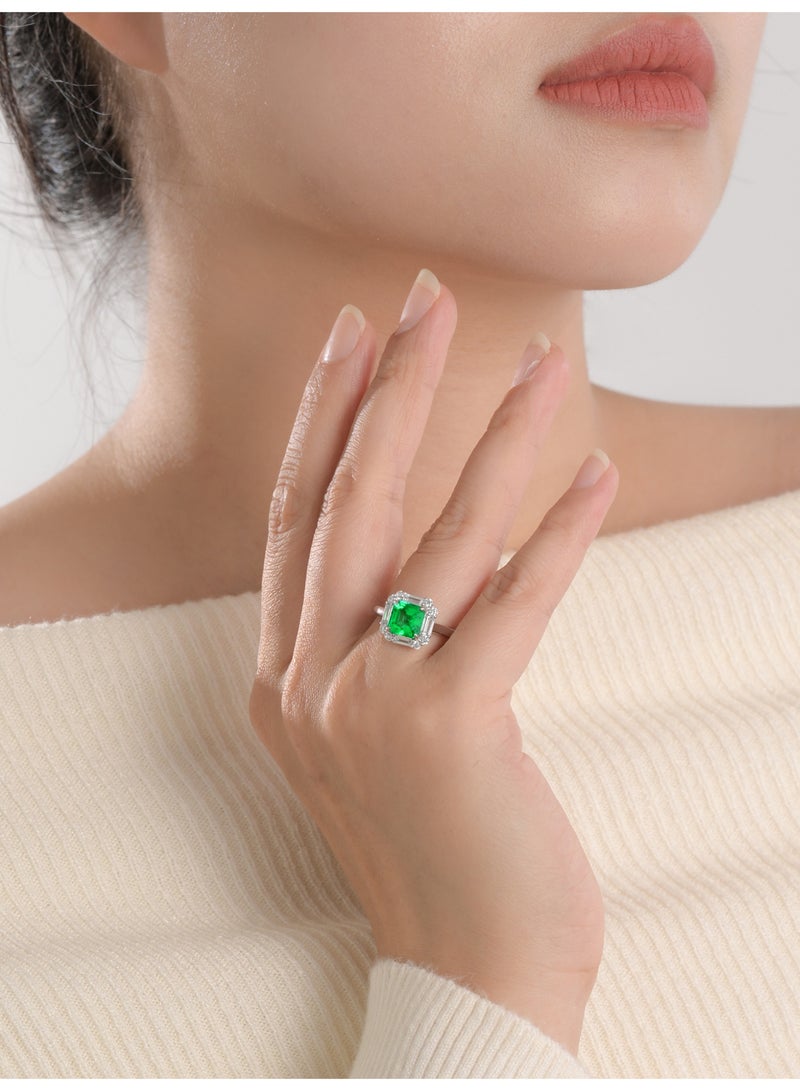 Field Fashion ring Artificially emerald gemstone ring - diamond ring Exquisite Jewelry for Ramadan - Image 5