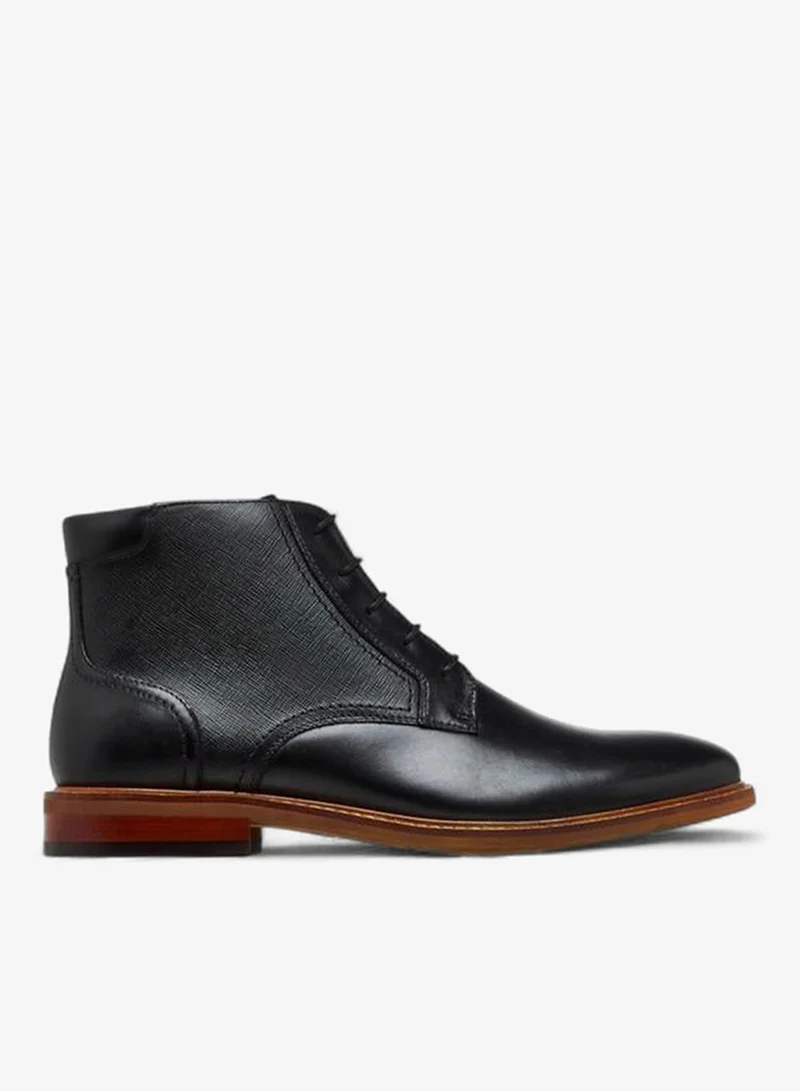 DUCHINI Men's Solid Ankle Boots with Zip Closure