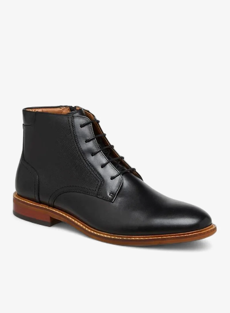 DUCHINI Men's Solid Ankle Boots with Zip Closure