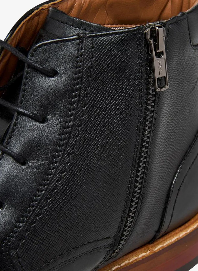 DUCHINI BLACK Men's Solid Ankle Boots with Zip Closure for Men | Best Price UAE