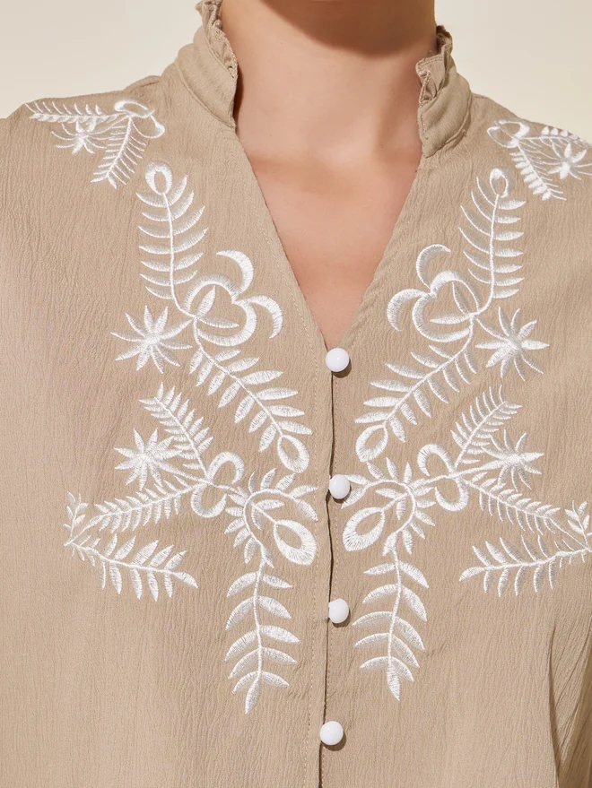 Take Two Take Two Embroidered Long Sleeve Regular Fit Shirt