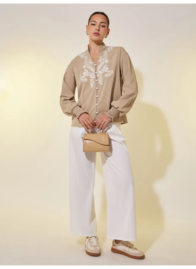 Take Two Take Two Embroidered Long Sleeve Regular Fit Shirt