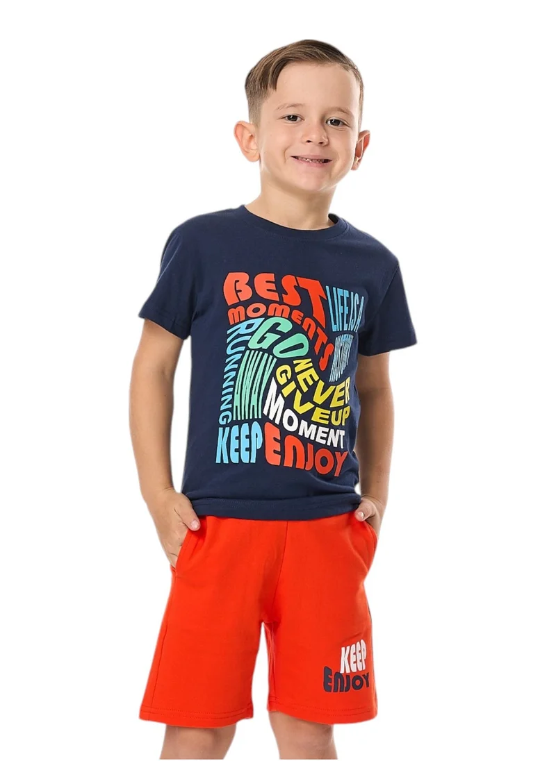 victor and jane Victor and Jane Boys' 2PC Set – Best Moments - Navy & Orange