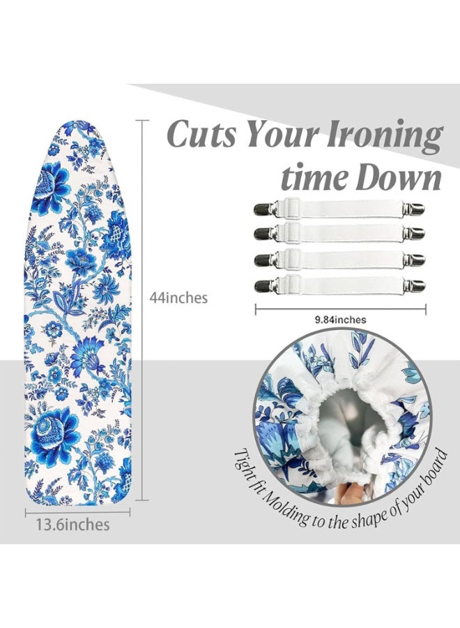 ZOXITY Deluxe Ironing Board Cover 110x34CM, Cotton Large Iron Board Cover with 5mm pad and 4 Elastic Fasteners, Durable Thick Padding, Heat Resistance - Image 3