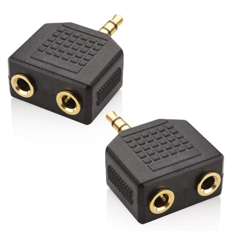 Mobi Lock 2pcs 3.5mm Headphone Y Splitter 1 Male to 2 Female Audio Jacks for Media Players and Audio Devices Allows Two People to Listen to 1 Sound Source - Image 1