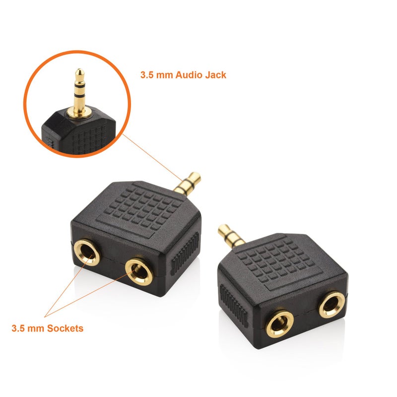 Mobi Lock 2pcs 3.5mm Headphone Y Splitter 1 Male to 2 Female Audio Jacks for Media Players and Audio Devices Allows Two People to Listen to 1 Sound Source - Image 2