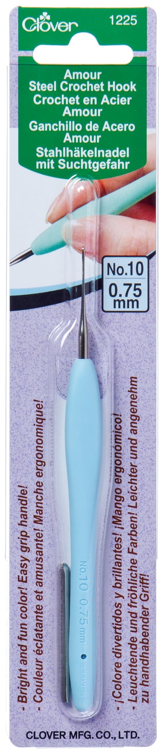 Clover 1225 Amour Steel Crochet Hook No 10 075mm Blue