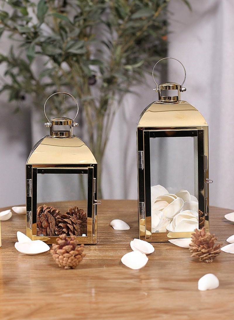 Manhua European stainless steel golden glass candle holder windproof cover,decorative ornament Ramadan wind light - Image 3