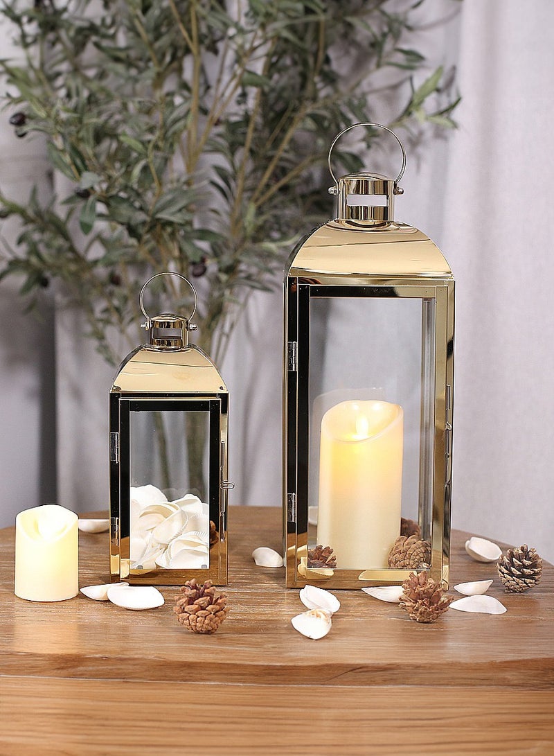 Manhua European stainless steel golden glass candle holder windproof cover,decorative ornament Ramadan wind light - Image 4