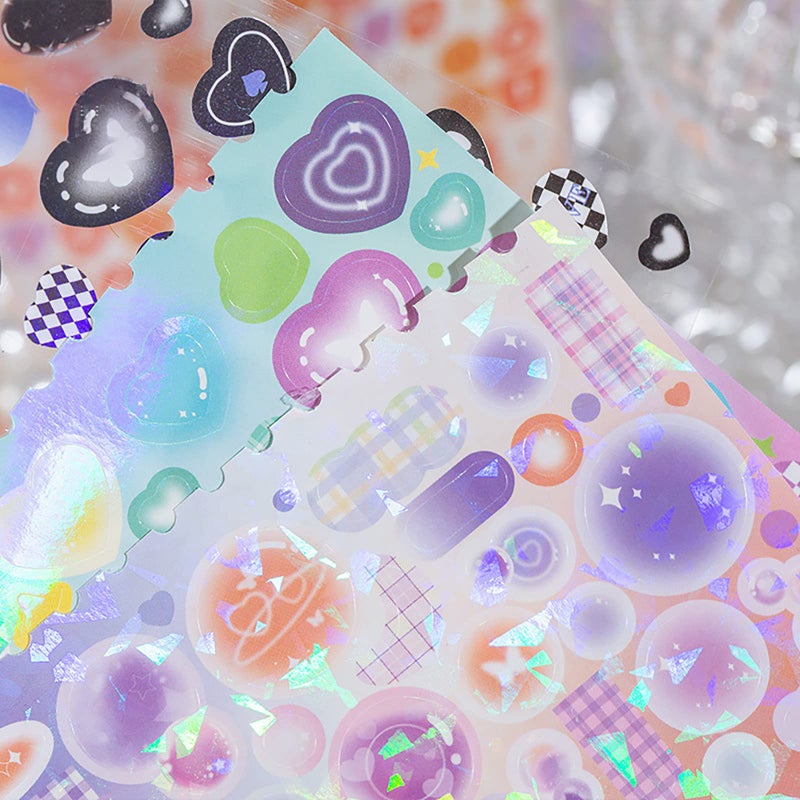 Doraking 50 Sheets Sticker Book, Self Adhesive Laser Love Cute Stickers for Arts Craft Greeting Cards Scrapbook Home Decoration DIY Deco Stickers(B) - Image 4