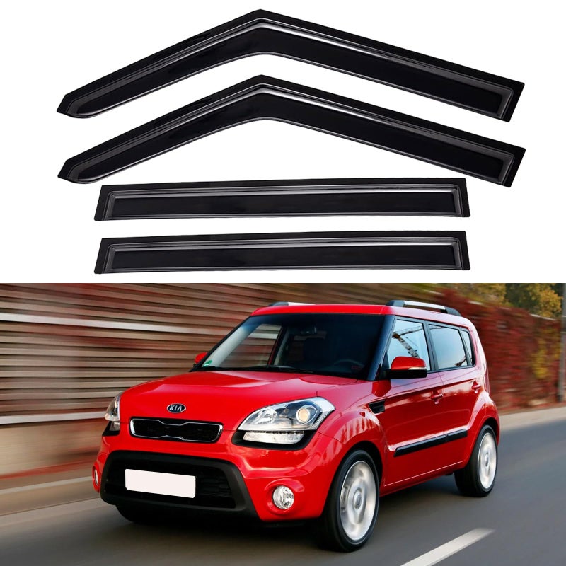 Window Visors Rain Guards Shield for 2009 2010 2011 2012 2013 Kia Soul OutChannel Window Vent Wind Deflectors Visors Shades for 0913 Soul