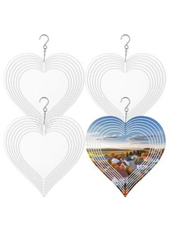 SAVITA 4pcs Sublimation Wind Spinner Blanks Heart, 8 inch Sublimation Blanks Spinners, Metal Wind Spinners for Crafts, 3D Wind Spinners Hanging for Indoor Outdoor Garden Lawn Yard Decoration  - Image 1
