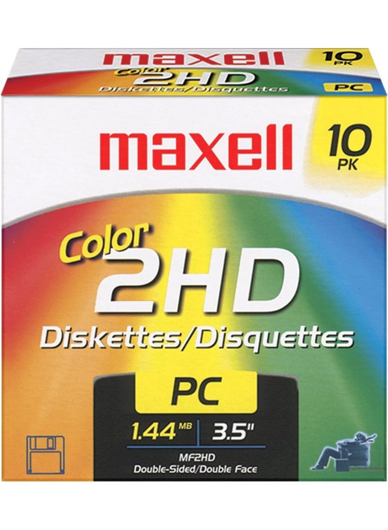 Maxell Maxell 3.5 1.44MB IBM MF2HD High Density Preformatted Disk (10-Pack, Assorted Colors)