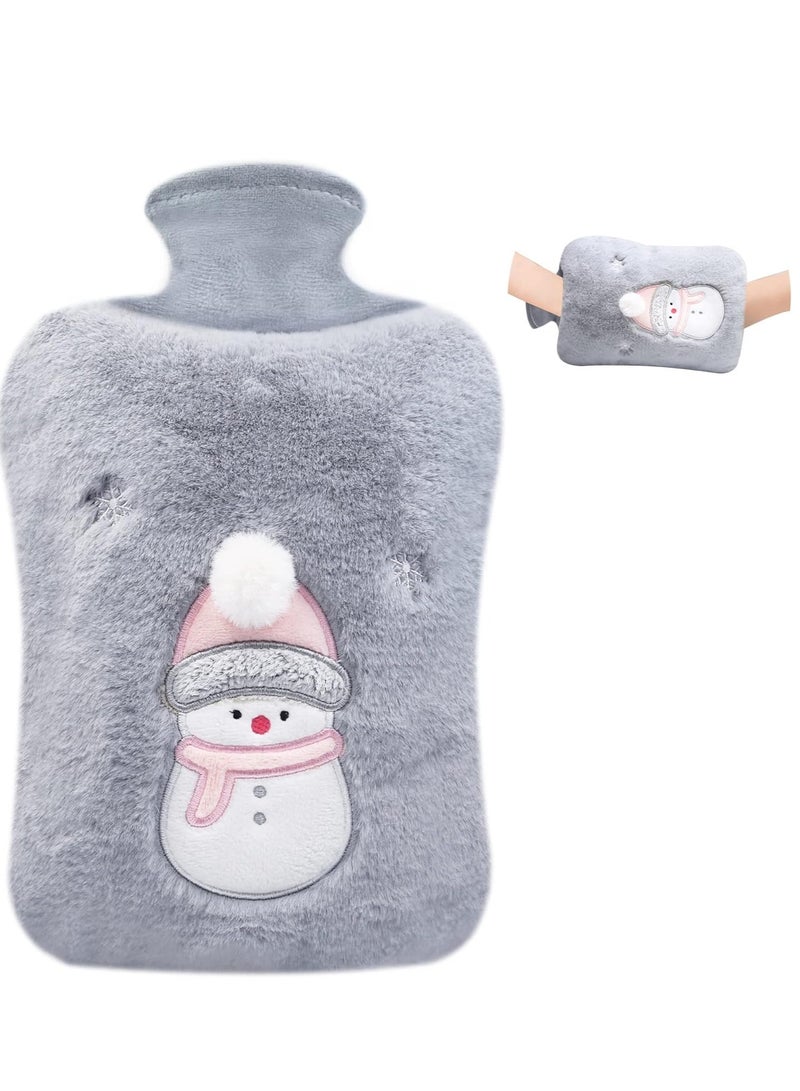 Hot Water Bottle with Cover 2L Large Hot Water Bottles with Warm Hand Pocket Hot Water Bag with Soft Fluffy Cover for Hands Feet Neck Back - Image 1