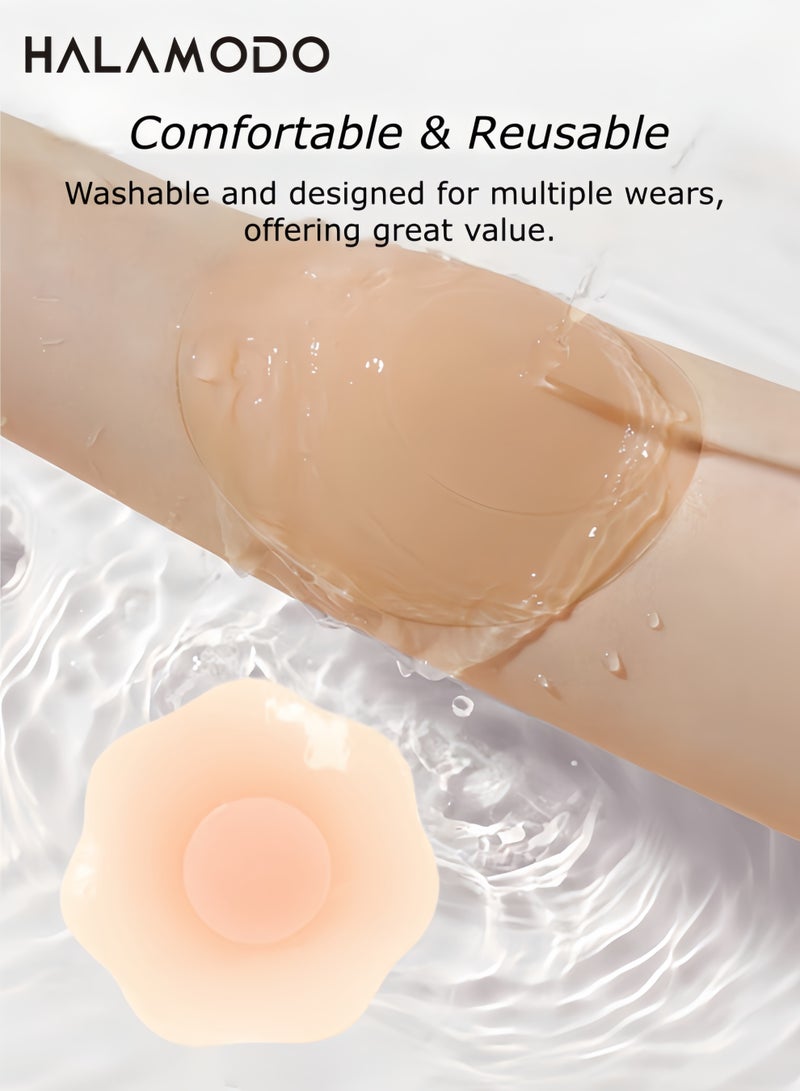 هالامودو لاصقات رفع الثدي، غطاء حلمة، حمالة صدر لاصقة من السيليكون بدون حمالات، غطاء حلمة قابل لإعادة الاستخدام (زوج واحد) - Image 4