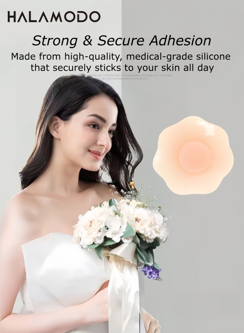 هالامودو لاصقات رفع الثدي، غطاء حلمة، حمالة صدر لاصقة من السيليكون بدون حمالات، غطاء حلمة قابل لإعادة الاستخدام (زوج واحد) - Image 3