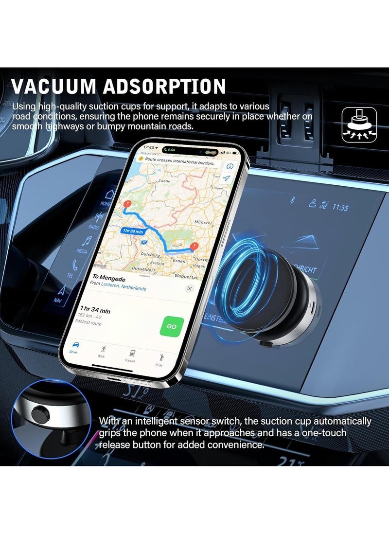 DUSALA 360° Rotatable Car Magnetic Phone Holder – Electric Vacuum Magnetic Suction Mount with 360 Degree Rotation | Upgrade to Silver | Universal Compatible Car Phone Mount for Safe, Hands-Free Driving - Image 4