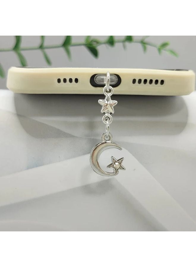 وميض وميض نجمة صغيرة قمر قلادة الهاتف غبار سدادة لآيفون 5 إلى 14 برو ماكس - Image 1