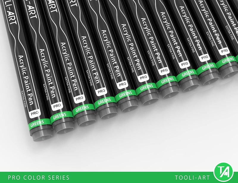 TOOLI-ART Acrylic Paint Pens 22 Green Tones Assorted Pro Color Series Markers Set 0.7mm Extra Fine Tip for Rock Painting, Glass, Mugs, Wood, Metal, Canvas, DIY Projects, Non Toxic, Waterbased, Quick Drying - Image 5