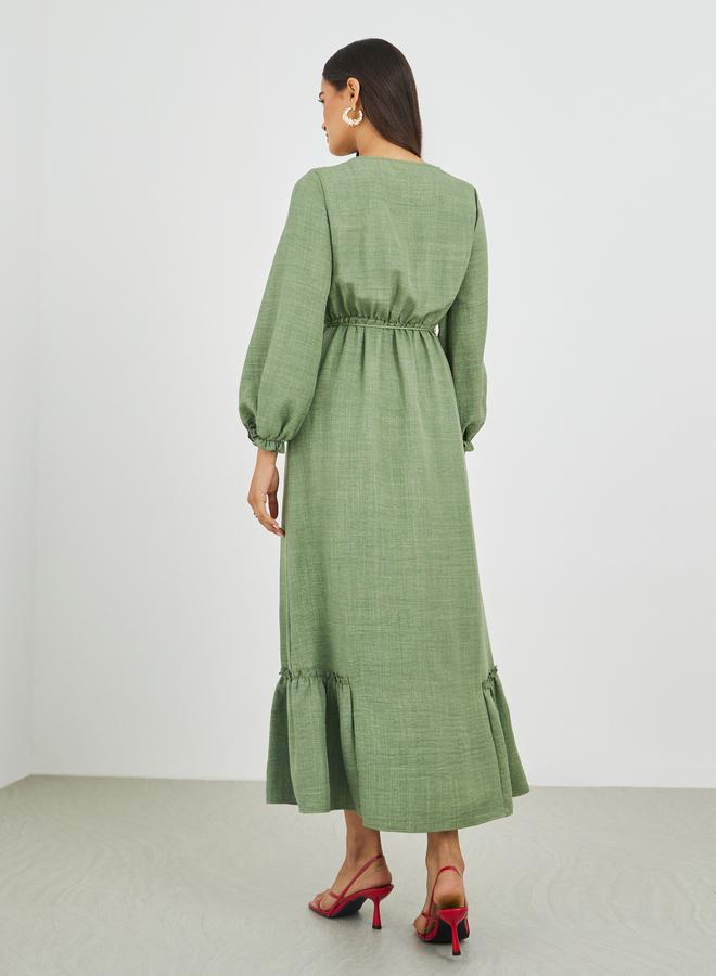 Styli Embroidered Long Sleeves A-Line Maxi Dress - Image 5