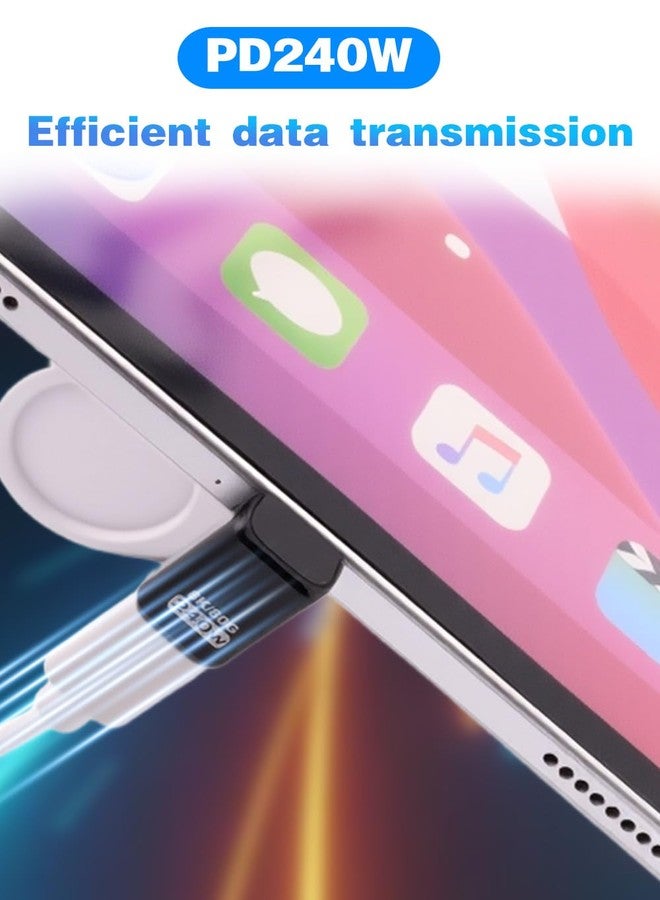 دوتك محول Duttek USB-C بزاوية 90 درجة [240 واط، 80 جيجابت في الثانية، 8K@60Hz]، محول USB-C بزاوية 90 درجة متوافق مع كابل Thunderbolt 5، موسع Type-C لأجهزة Steam Deck وMacBook والأجهزة اللوحية الذكية والهواتف (عبوة من قطعتين) - Image 3