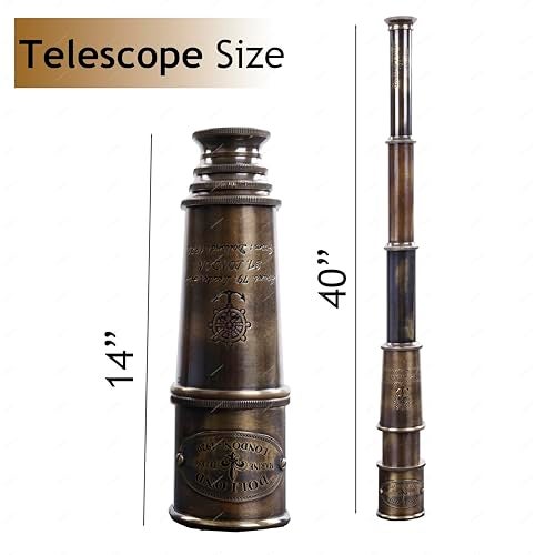 OCEAN REPLICAS 1920 Dollond London Brass Maritime Telescope – 15” Vintage Nautical Spyglass Pirate Telescope Antique Look – Solid Brass Mounted Scope with Wooden Box - Image 4