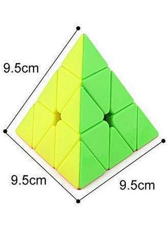Storio Kid Cubes Pyramid High Speed Sticker Less Magic Puzzle Cube Game Toy (Pyraminx),Multicolor