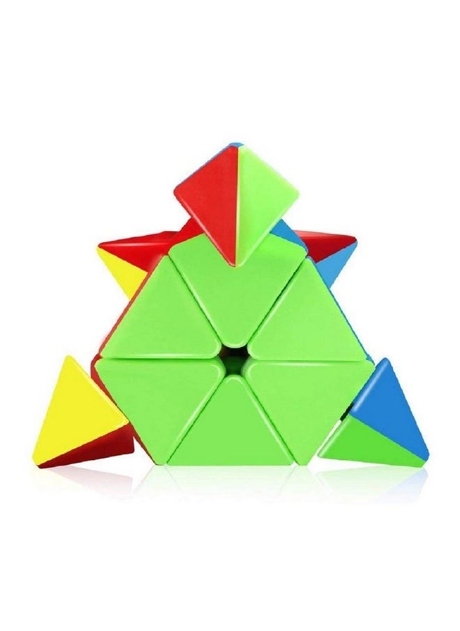 Storio Kid Cubes Pyramid High Speed Sticker Less Magic Puzzle Cube Game Toy (Pyraminx),Multicolor