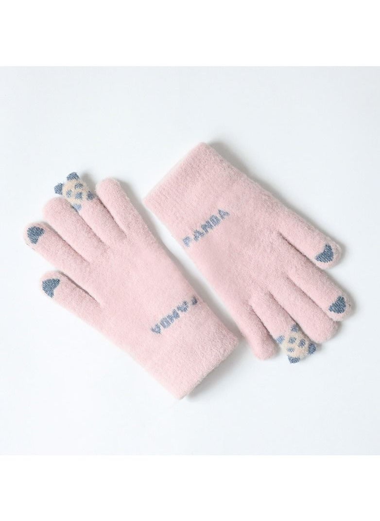 Golovejoy - Women's Warm Plush Windproof And Cold Proof Lovely Gloves - Image 1