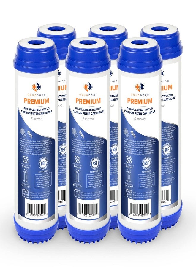 أكوابون خرطوشة فلتر مياه بديلة من الكربون النشط الحبيبي الممتاز Aquaboon 5 ميكرون 10 × 2.5 - فلتر GAC متوافق مع AP117 وGAC-10، عبوة من 6 قطع - Image 1