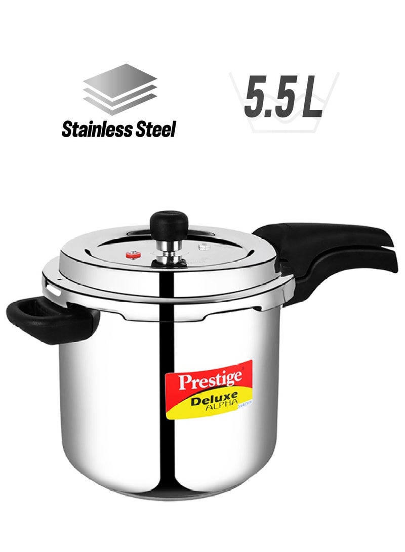 Prestige Svachh Deluxe Alpha Stainless Steel Pressure Cooker 5.5Liters - Image 1