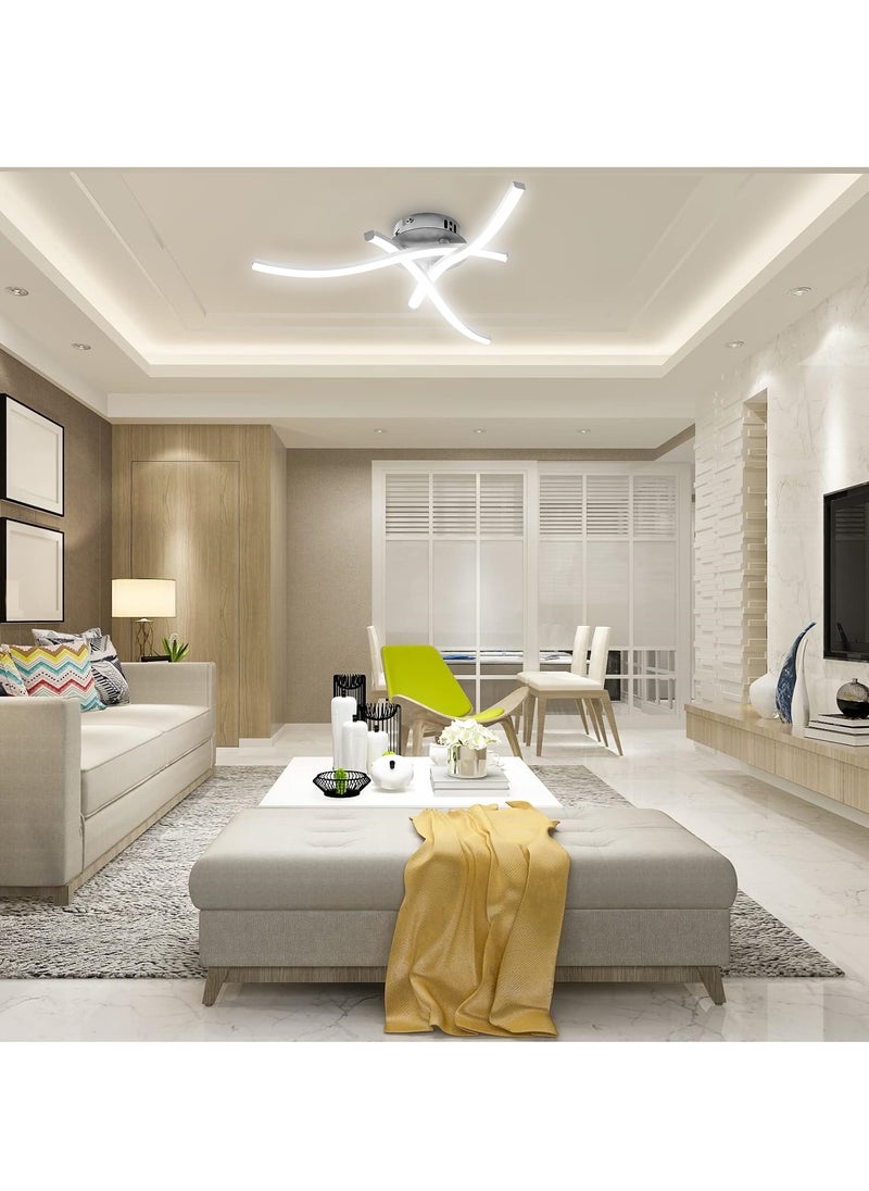 RATSAW LED Ceiling Light 3 Color Chandelier Lamp Modern Curved Design Ceiling Light with 3 Wave Light for Living Room Bedroom Dining Room 18W  Cold and Warm and Natural White  - Image 3
