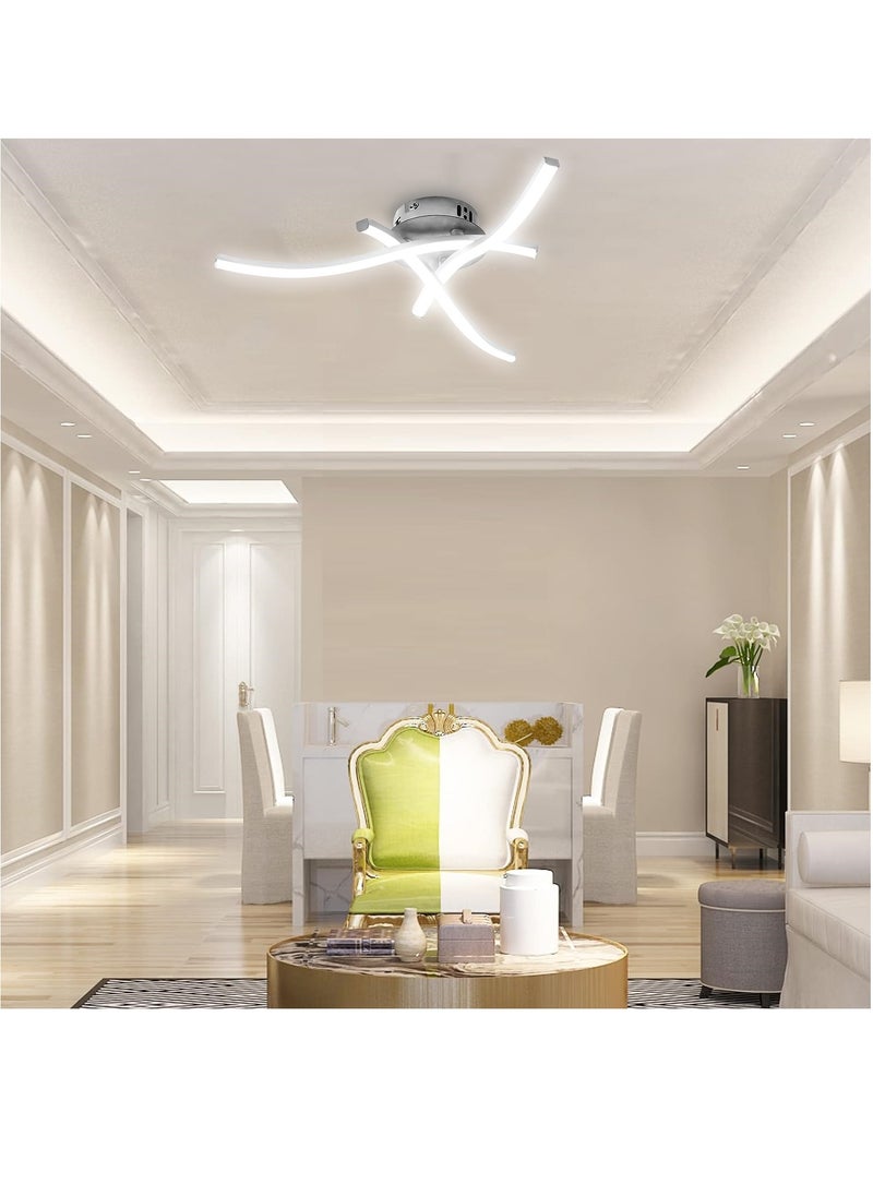 RATSAW LED Ceiling Light 3 Color Chandelier Lamp Modern Curved Design Ceiling Light with 3 Wave Light for Living Room Bedroom Dining Room 18W  Cold and Warm and Natural White  - Image 2
