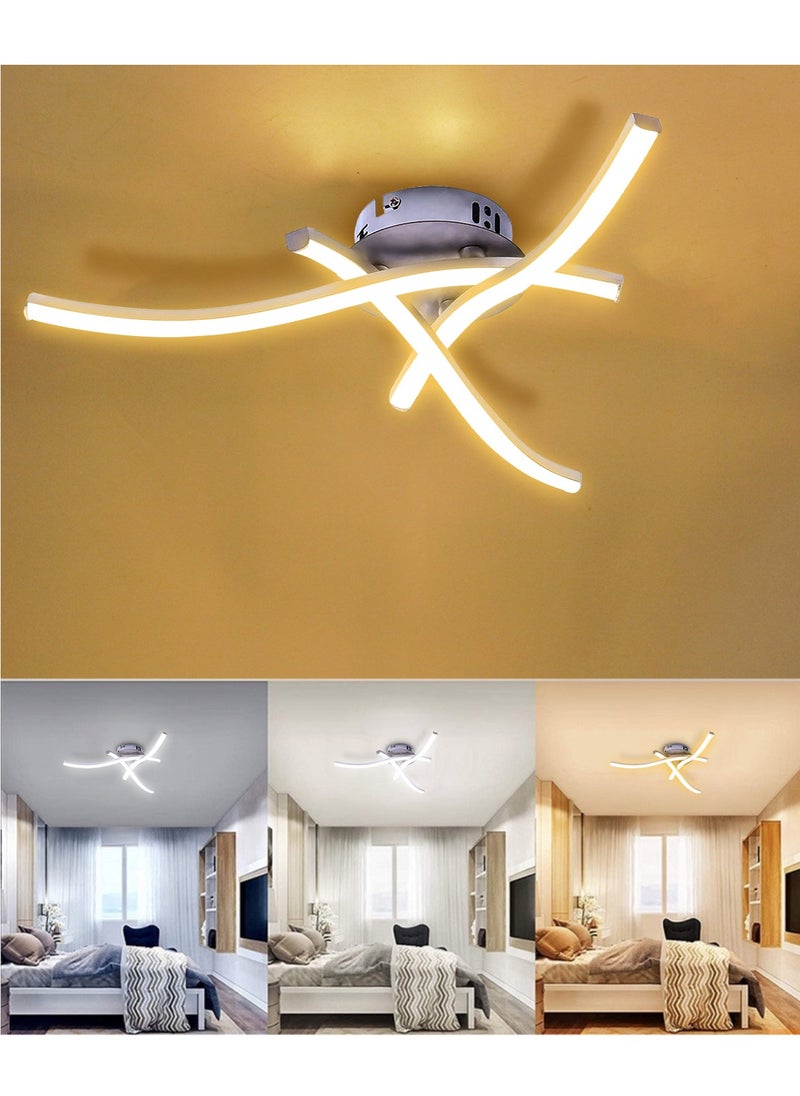 RATSAW LED Ceiling Light 3 Color Chandelier Lamp Modern Curved Design Ceiling Light with 3 Wave Light for Living Room Bedroom Dining Room 18W  Cold and Warm and Natural White  - Image 1