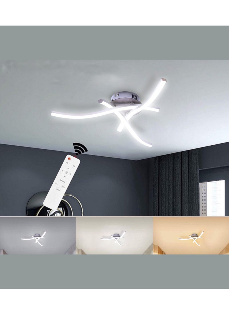 RATSAW LED Ceiling Light 3 Color Chandelier Lamp Modern Curved Design Ceiling Light with 3 Wave Light for Living Room Bedroom Dining Room 18W  Cold and Warm and Natural White  - Image 5