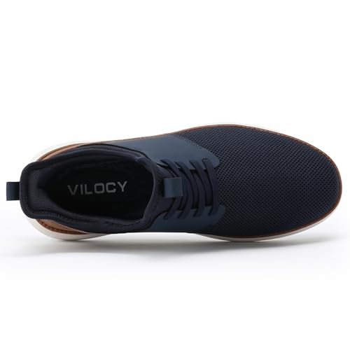 VILOCY Men's Slip On Casual Dress Sneakers Hands Free Fashion Sneakers Mesh Tennis Walking Shoes Comfortable Work Shoes Breathable Lightweight Non Slip Dark Blue, EU46 - Image 4