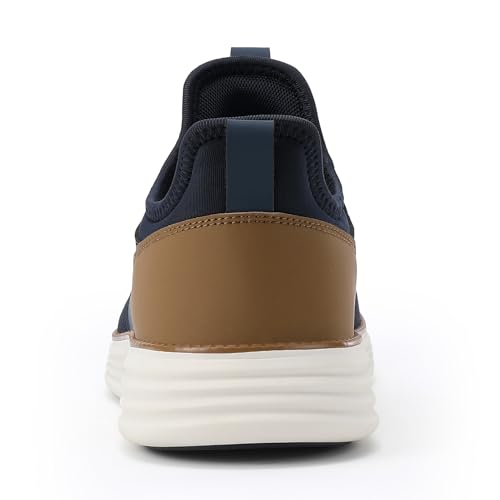 VILOCY Men's Slip On Casual Dress Sneakers Hands Free Fashion Sneakers Mesh Tennis Walking Shoes Comfortable Work Shoes Breathable Lightweight Non Slip Dark Blue, EU46 - Image 5