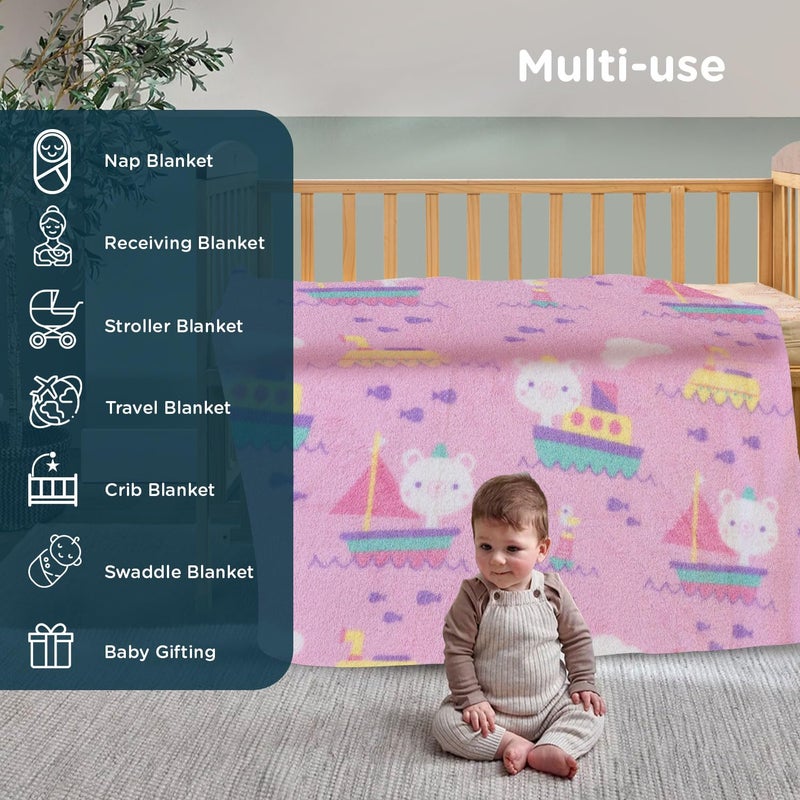 mee mee Mee Mee Ultra Soft Plush Newborn Baby Blanket | Lightweight & Super Comfortable Swaddle for Infant & Toddler | Wrapper for Girls & Boys (Light Pink) 75X100 CM - Image 5
