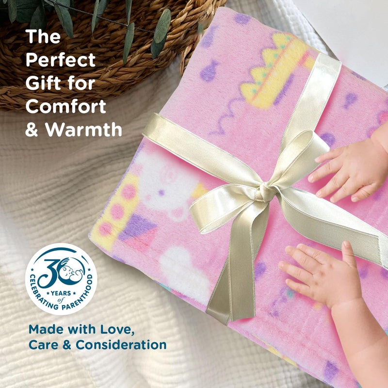 mee mee Mee Mee Ultra Soft Plush Newborn Baby Blanket | Lightweight & Super Comfortable Swaddle for Infant & Toddler | Wrapper for Girls & Boys (Light Pink) 75X100 CM - Image 4