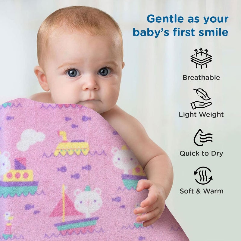 mee mee Mee Mee Ultra Soft Plush Newborn Baby Blanket | Lightweight & Super Comfortable Swaddle for Infant & Toddler | Wrapper for Girls & Boys (Light Pink) 75X100 CM - Image 2