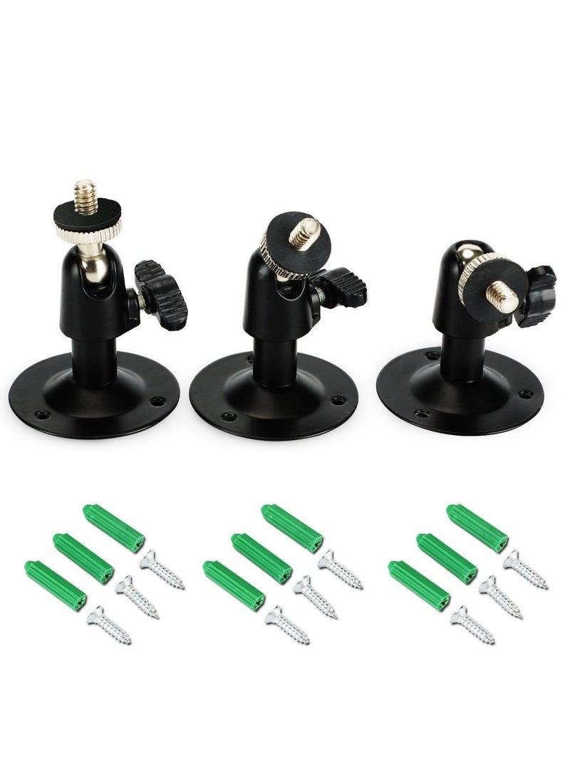 SOLARAE حامل أمان للجدار أسود 3 عبوات لجهاز Oculus Sensor و Arlo و Arlo Pro و Stick Up Cam Wired - قاعدة معدنية للاستخدام الداخلي/الخارجي مع دوران 360° وتوافق مع براغي 1/4". - Image 1