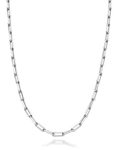 Miabella Italian Solid 925 Sterling Silver, 18Kt Gold Plated 2.5mm Paperclip Link Chain Necklace for Women Men, Made in Italy (SI, Length 26 Inches) - Image 1