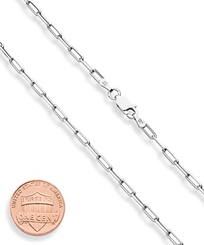 Miabella Italian Solid 925 Sterling Silver, 18Kt Gold Plated 2.5mm Paperclip Link Chain Necklace for Women Men, Made in Italy (SI, Length 26 Inches) - Image 2