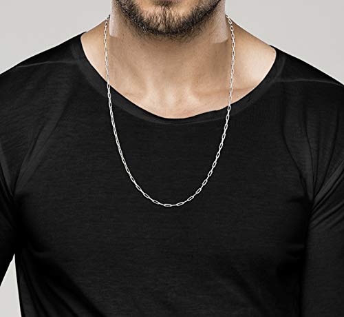 Miabella Italian Solid 925 Sterling Silver, 18Kt Gold Plated 2.5mm Paperclip Link Chain Necklace for Women Men, Made in Italy (SI, Length 26 Inches) - Image 4