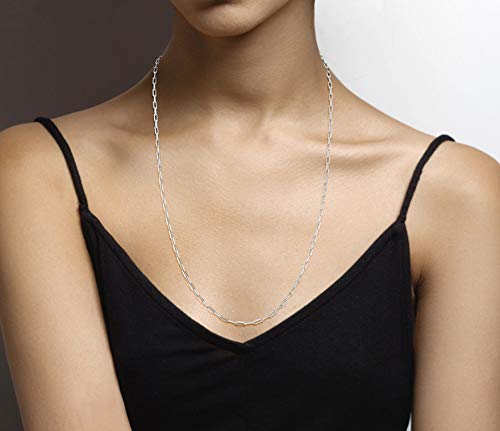 Miabella Italian Solid 925 Sterling Silver, 18Kt Gold Plated 2.5mm Paperclip Link Chain Necklace for Women Men, Made in Italy (SI, Length 26 Inches) - Image 3