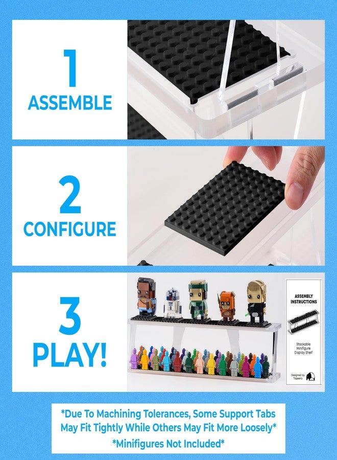 Tapeera Tabletop Stackable Minifigure Display Case for 72 Figures, Acrylic Showcase Compatible with LEGO, Mini Building Brick Block Sets Shelf Organizer (Black, Tabletop) - Image 2