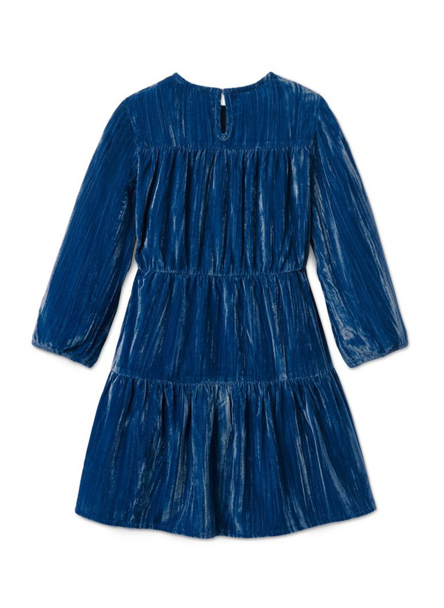 Tchibo Toddlers Girl Velvet Dress, Blue  - Image 3