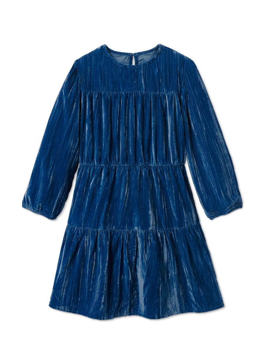 Tchibo Toddlers Girl Velvet Dress, Blue  - Image 2